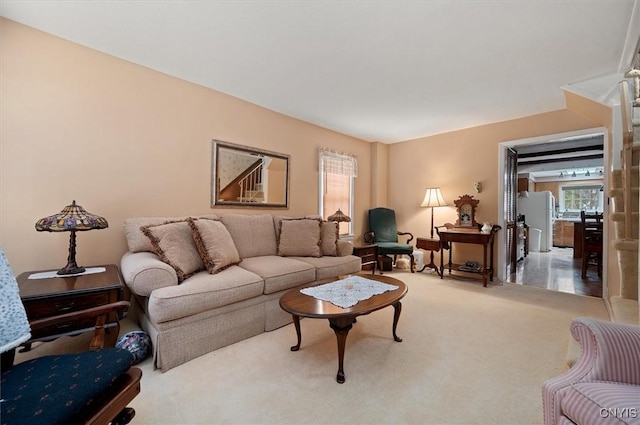 living room with carpet