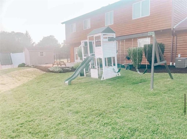 view of playground featuring a yard