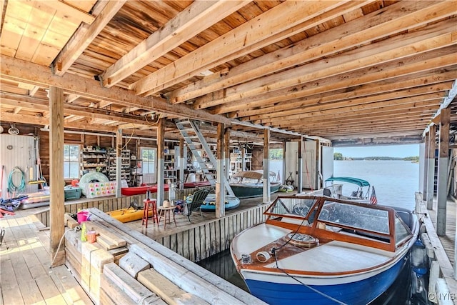 view of dock featuring a water view