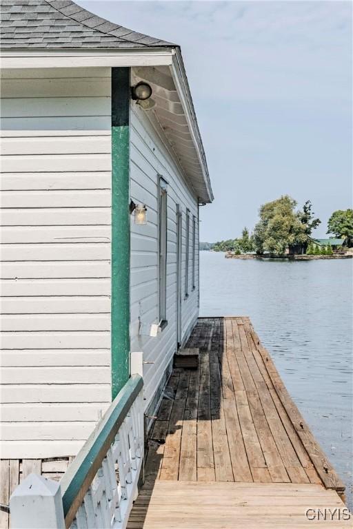 view of dock featuring a water view