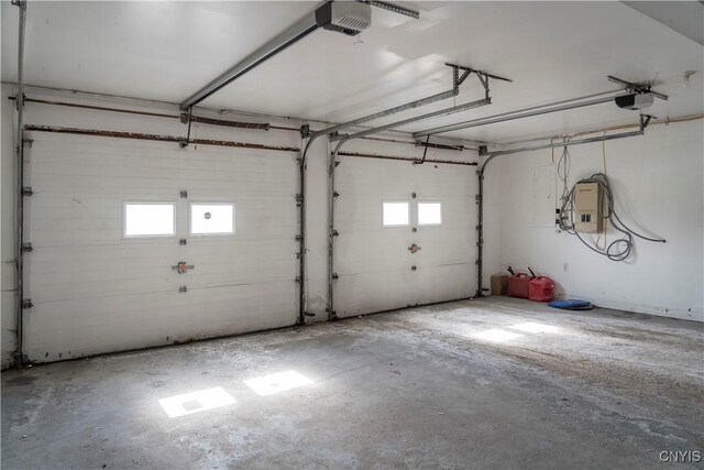 garage with a garage door opener