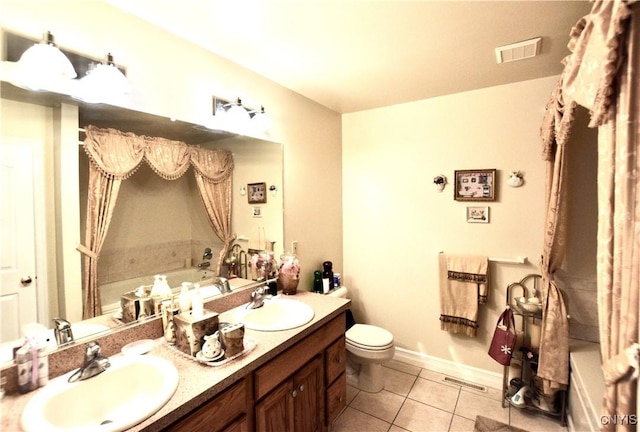 full bath featuring a sink, visible vents, and a bath