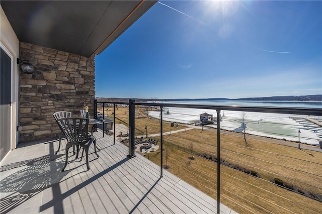 balcony with a water view