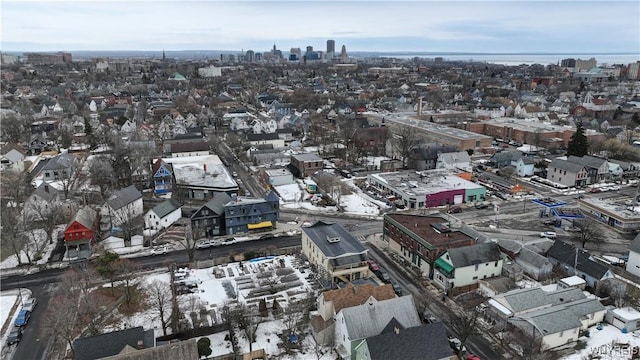 aerial view with a city view