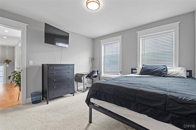 bedroom with baseboards and carpet floors