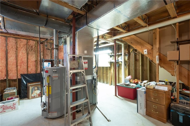 unfinished basement with water heater