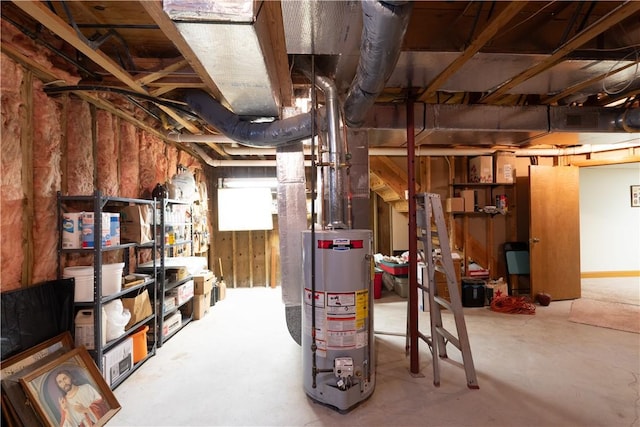 unfinished below grade area with gas water heater