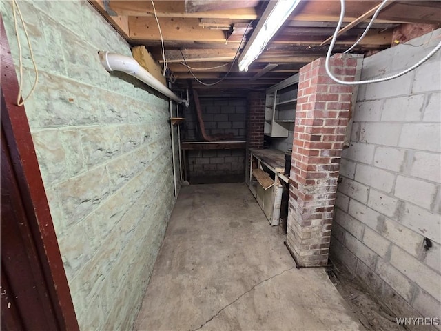 view of unfinished basement