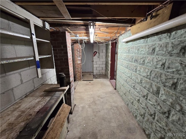 view of unfinished basement