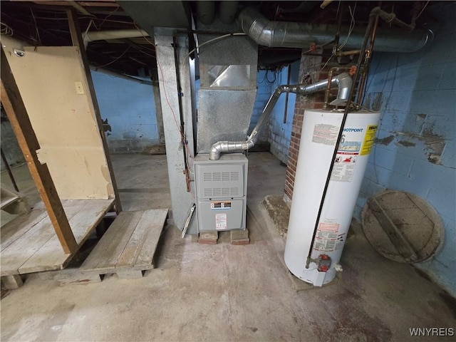 utility room with water heater