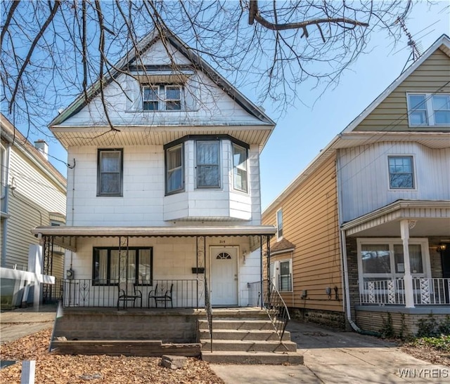 view of front facade featuring covered porch