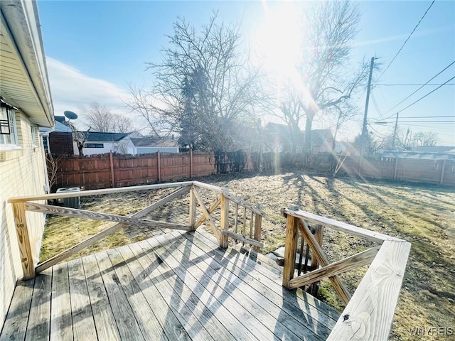 deck featuring a fenced backyard