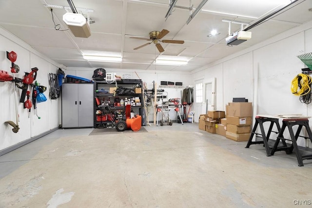 garage with a garage door opener