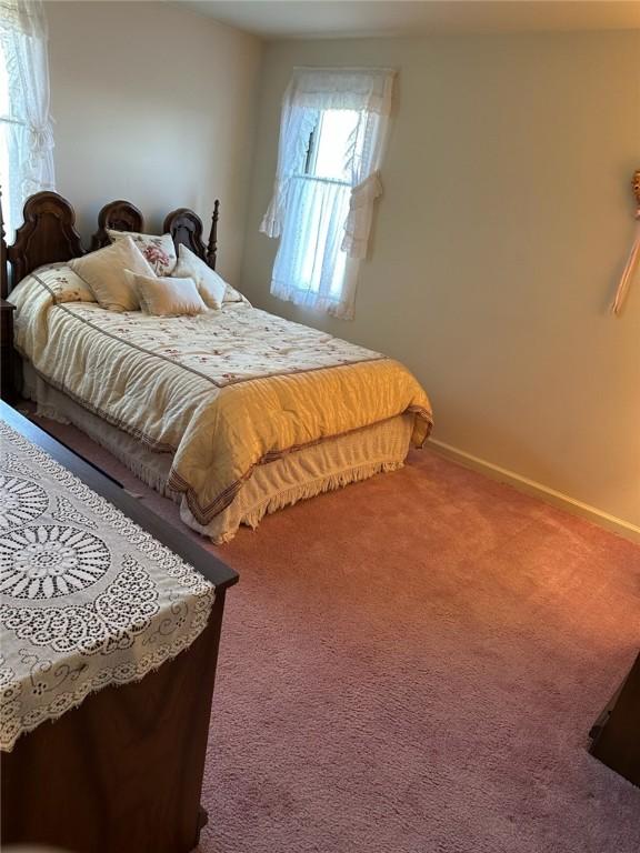 bedroom featuring baseboards and carpet