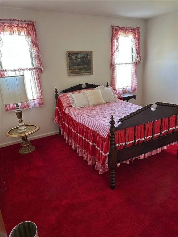 bedroom with baseboards and carpet floors