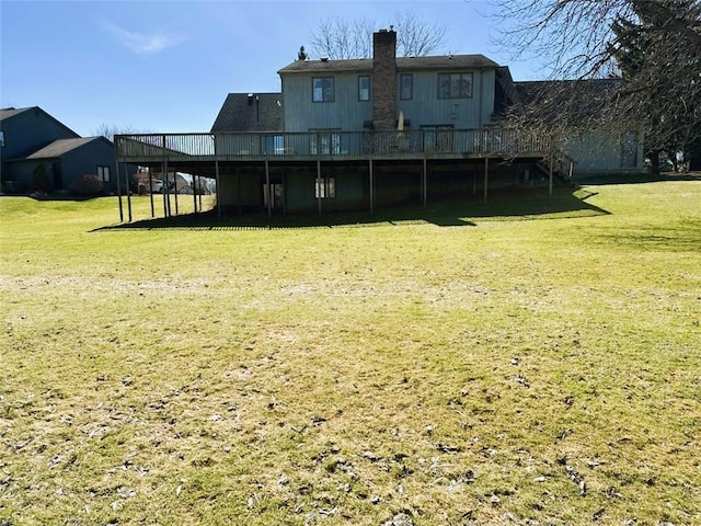 view of yard with a deck