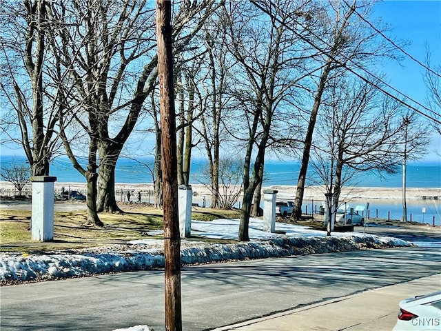 view of road featuring a water view