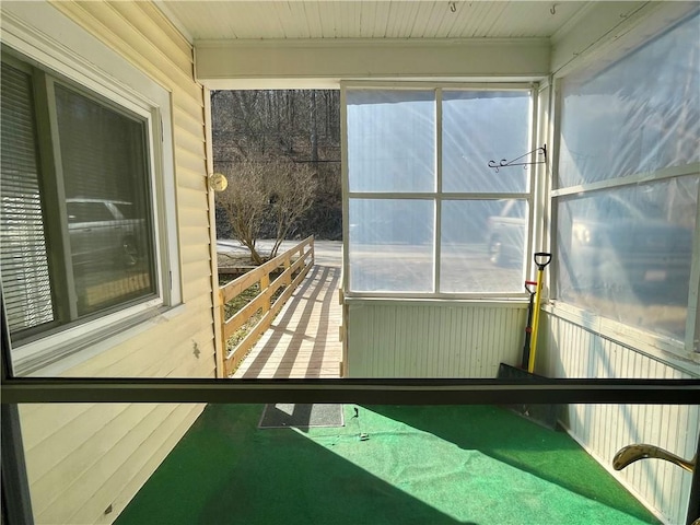 view of unfurnished sunroom