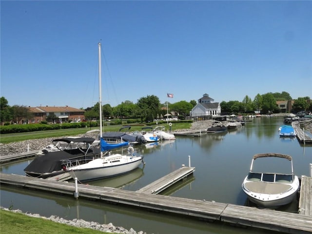 view of dock featuring a water view