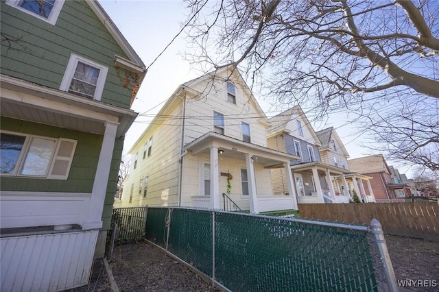 exterior space with a fenced front yard