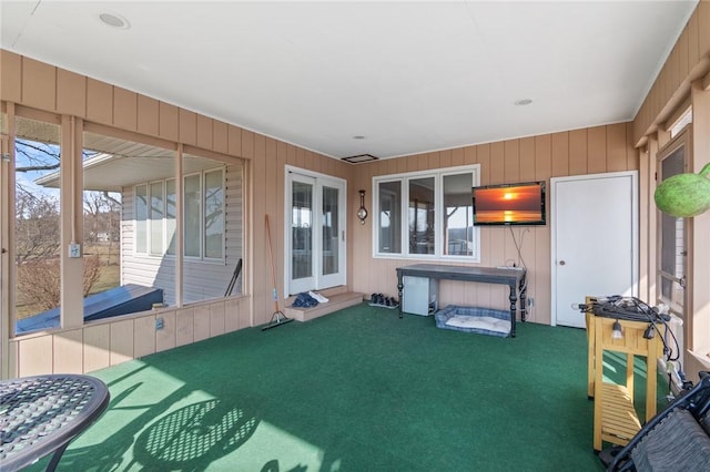 view of unfurnished sunroom