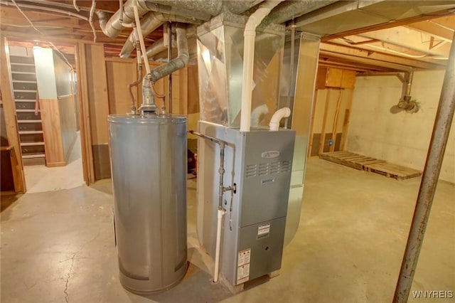 utility room with gas water heater