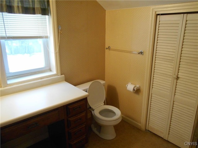 32 Fenner St, Cazenovia, NY 13035 - bathroom featuring wallpapered walls, toilet, and vanity