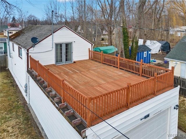 wooden deck with french doors