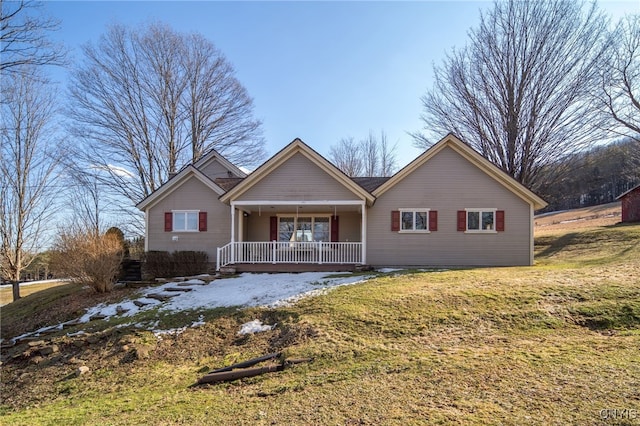 single story home featuring covered porch