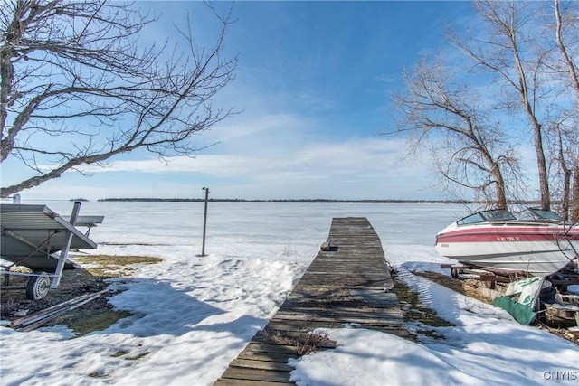 view of dock featuring a water view