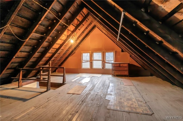 view of unfinished attic