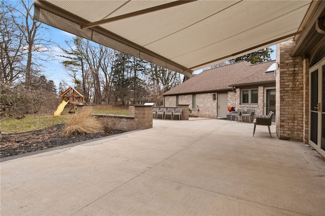 view of patio / terrace with a playground