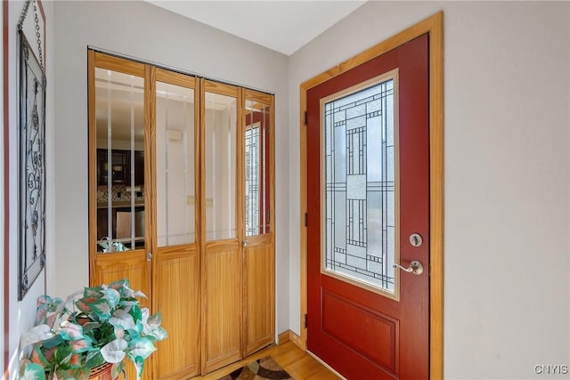 entryway featuring light wood-style floors