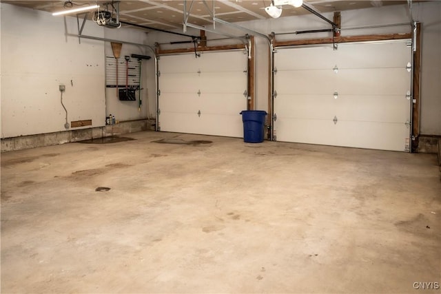 garage with a garage door opener