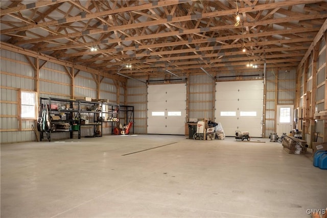 garage featuring metal wall