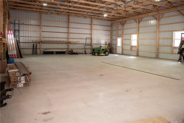 garage featuring metal wall