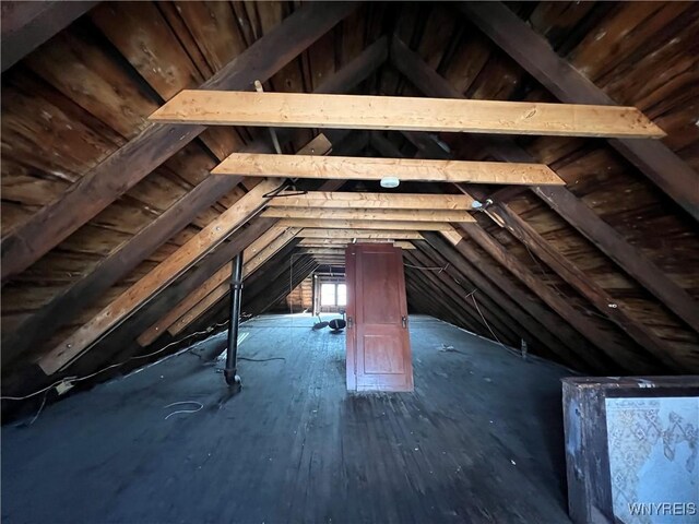 view of unfinished attic