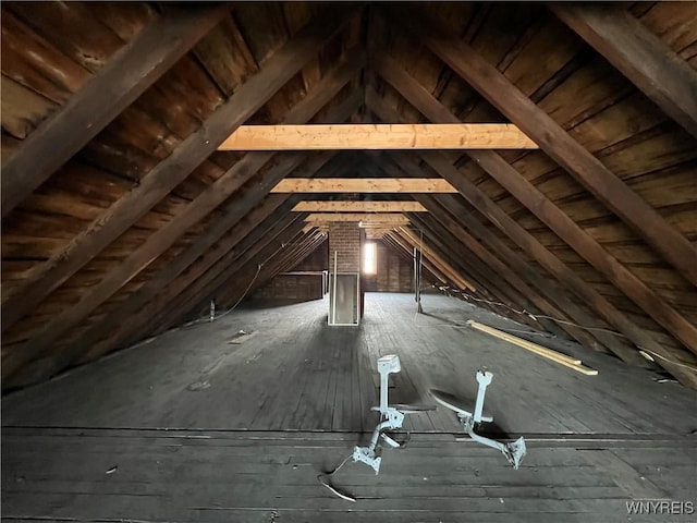 view of unfinished attic