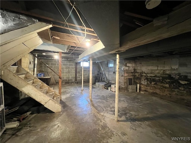 basement with stairway