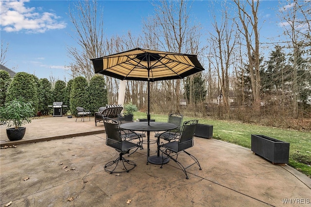 view of patio / terrace featuring outdoor dining space and area for grilling