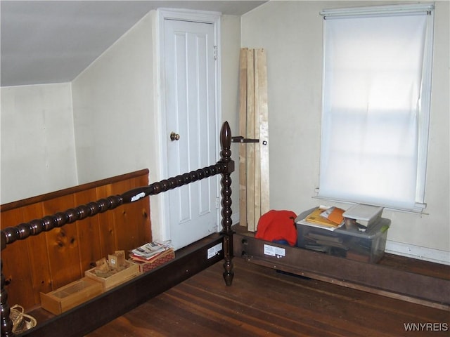 workout area featuring wood finished floors