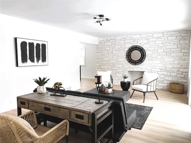 home office with light wood-type flooring