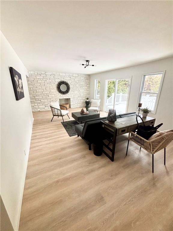 living area featuring light wood finished floors