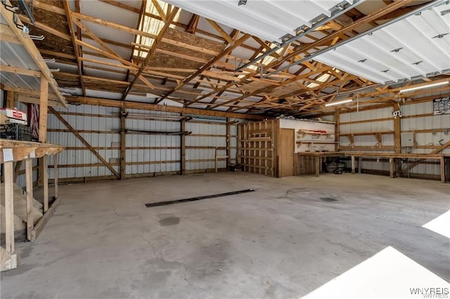 garage featuring metal wall