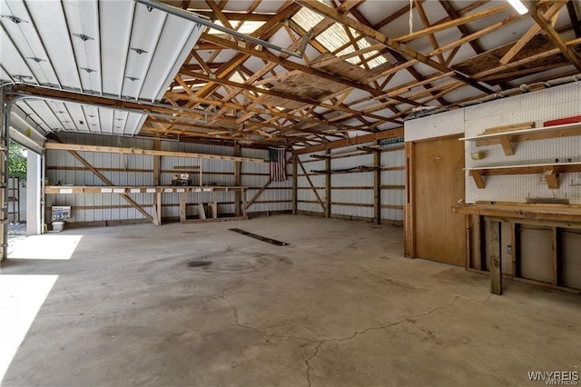 garage featuring metal wall