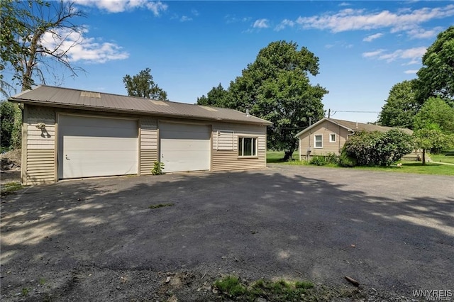 view of detached garage