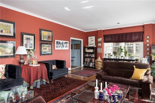 living area featuring wood finished floors