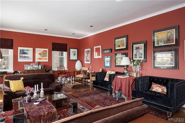 living area featuring wood finished floors