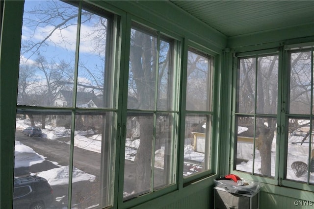 view of unfurnished sunroom