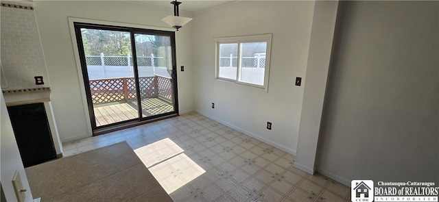 1620 Haskell Rd, Portville, NY 14760 - unfurnished dining area featuring light floors and baseboards